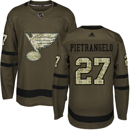 Adidas Blues #27 Alex Pietrangelo Green Salute to Service Stitched Youth NHL Jersey